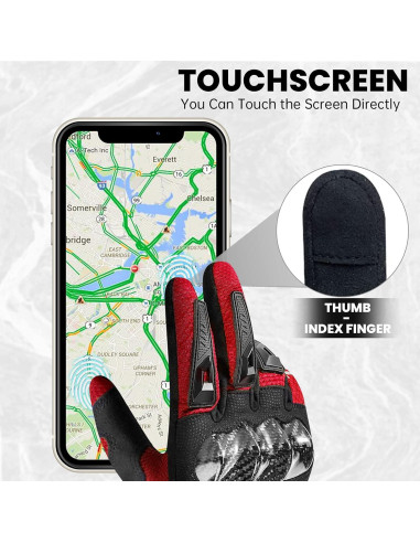 Guantes de Motocicleta MADBIKE MD66 Rojo Transpirables