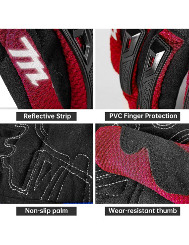 Guantes de Motocicleta MADBIKE MD66 Rojo Transpirables