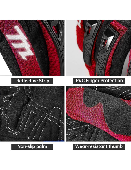 Guantes de Motocicleta MADBIKE MD66 Rojo Transpirables