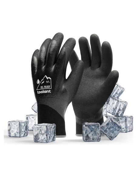 Guantes Impermeables Toolant para Trabajo Invierno Negro Grande