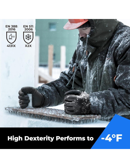 Guantes Impermeables Toolant para Trabajo Invierno Negro Grande