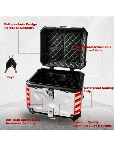 Maletero para Motocicleta Donpida 45L Plateado con Respaldo