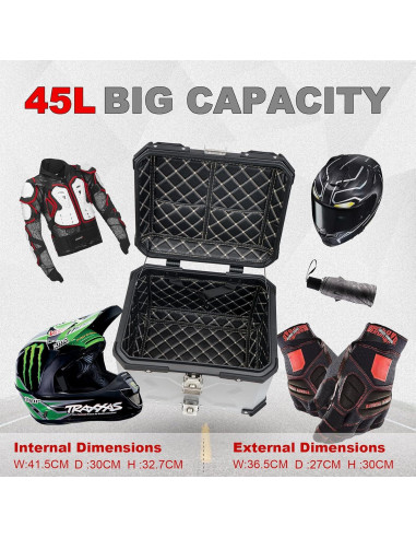 Maletero para Motocicleta Donpida 45L Plateado con Respaldo