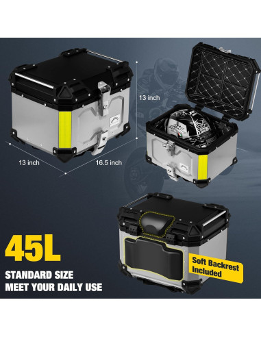 Maletero de Motocicleta GURBLOFY 45L Aluminio Impermeable