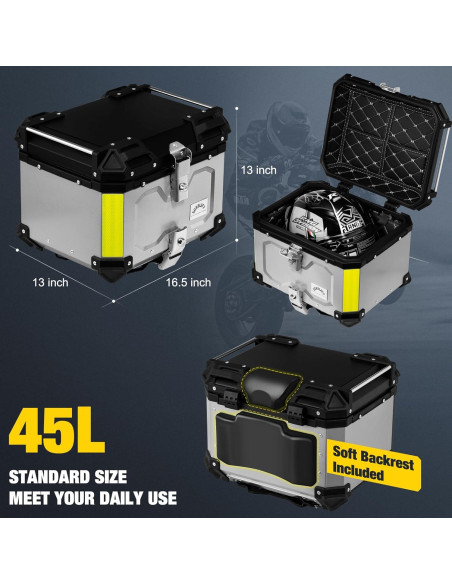 Maletero de Motocicleta GURBLOFY 45L Aluminio Impermeable