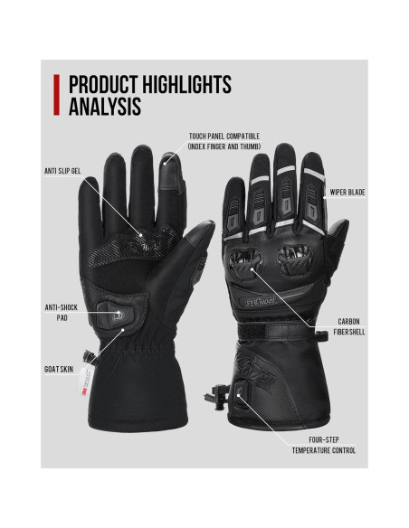 Guantes calefaccionados Grapelet 2024 para moto y esquí