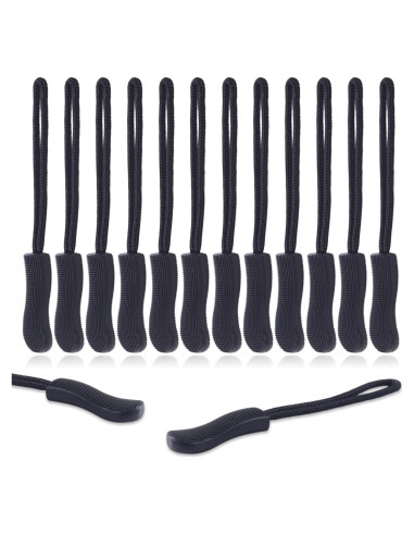 Tiradores de Cremallera CooBigo 12 Pack Negro Antideslizante