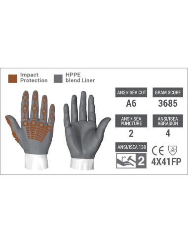 Guantes de Trabajo HexArmor 4070 X-Large Resistencia A6