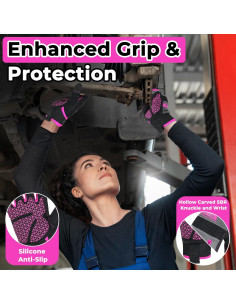 Guantes de Trabajo HLDD para Mujeres - Rosa Brillante, Talla X-Pequeña 2