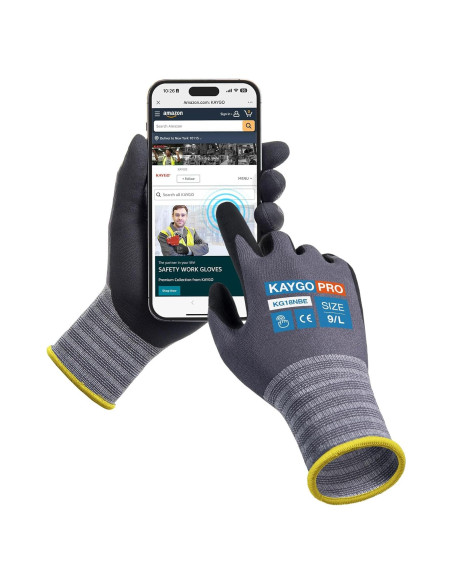 Guantes de Trabajo KAYGO KG18NB Nitrilo Táctiles 3 Pares
