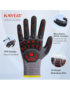 Guantes de Trabajo KAYGO KG18N 3 Pares Impacto Nitrilo 2