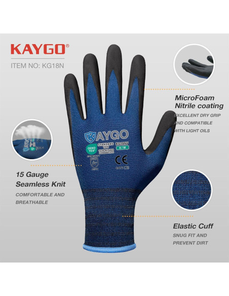Guantes de Trabajo KAYGO KG18NB Nitrilo MicroFoam 12 Pares
