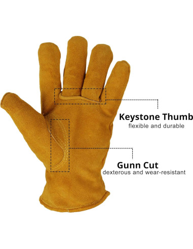 Guantes de Trabajo OZERO Invierno Cuero Aislados Térmicos