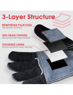 Guantes de Trabajo de Cuero Yeswelder Medianos Reforzados 2