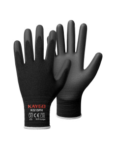 Guantes de Trabajo KAYGO KG15P PU 12 Pares XL Negro