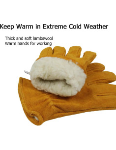 Guantes de Trabajo OZERO de Cuero Térmicos para Invierno 2