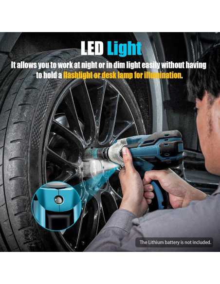 Llave de impacto inalámbrica HIYTCU 21V 320Nm con 6 manguitos Llave de impacto inalámbrica HIYTCU 21V 320Nm con 6 manguitos