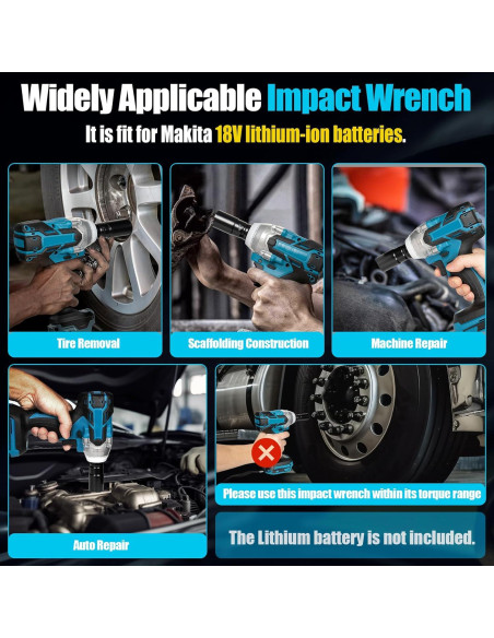 Llave de impacto inalámbrica HIYTCU 21V 320Nm con 6 manguitos Llave de impacto inalámbrica HIYTCU 21V 320Nm con 6 manguitos