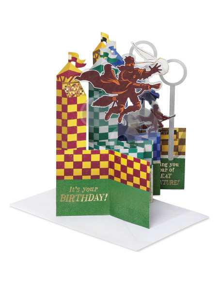 Tarjeta Pop Up Cumpleaños Harry Potter Quidditch 13.65x20.96cm