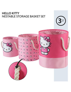 Cestas de Almacenamiento Hello Kitty - Juego de 3 Piezas Rosa 2