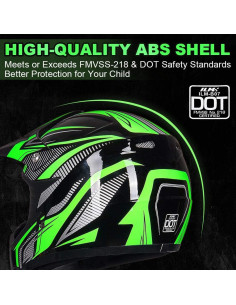 Casco ATV Niños ILM B07 Verde/Plata + Gafas y Guantes 2