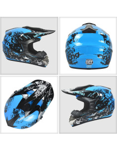 Casco de Motocross SanQing Azul Pequeño Aprobado por DOT 2