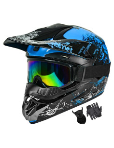 Casco de Motocross SanQing Mediano Azul Aprobado por DOT
