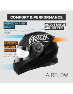 Casco Modular Westt Torque X Doble Visera Negro M 2