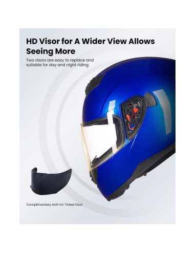 Casco ILM Full Face Motocicleta Modelo 317 Azul Mediano