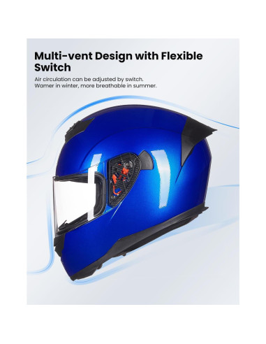 Casco ILM Full Face Motocicleta Modelo 317 Azul Mediano