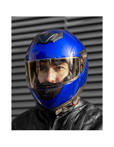 Casco ILM Full Face Motocicleta Modelo 317 Azul Mediano