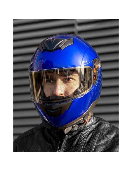 Casco ILM Full Face Motocicleta Modelo 317 Azul Mediano
