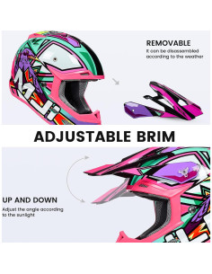 Casco ILM para Niños H613 Rosa Off-Road + Gafas y Guantes 2