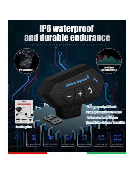 Casco de Moto Modular Horudot 808 Bluetooth Doble Visera Negro