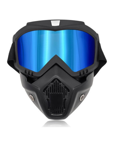 Gafas de Motocicleta Povtii con Máscara Facial Removible