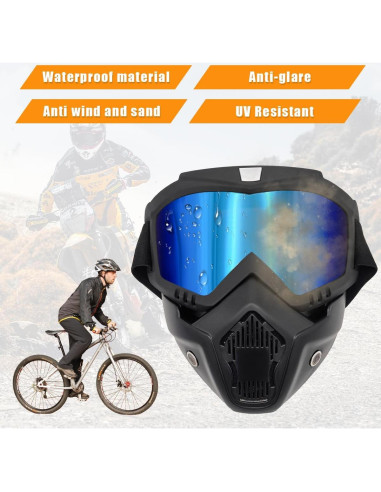 Gafas de Motocicleta Povtii con Máscara Facial Removible