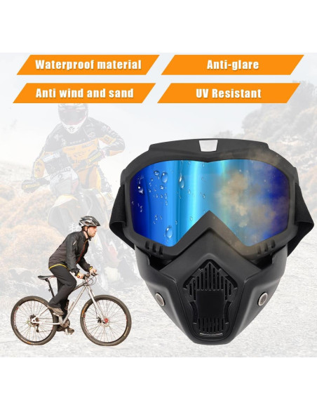 Gafas de Motocicleta Povtii con Máscara Facial Removible
