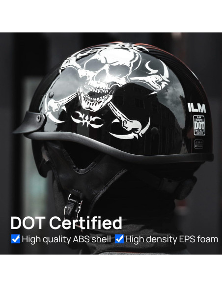 Casco Abierto ILM 210V Calavera Mediano para Motocicleta