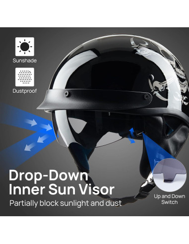 Casco Abierto ILM 210V Calavera Mediano para Motocicleta