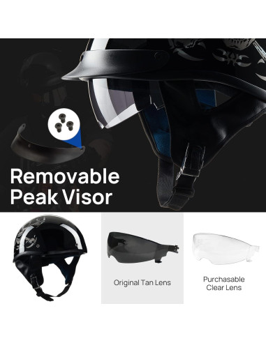 Casco Abierto ILM 210V Calavera Mediano para Motocicleta