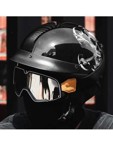 Casco Abierto ILM 210V Calavera Mediano para Motocicleta