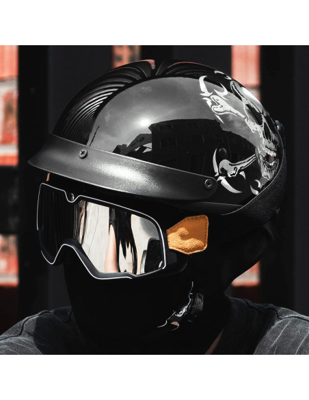 Casco Abierto ILM 210V Calavera Mediano para Motocicleta