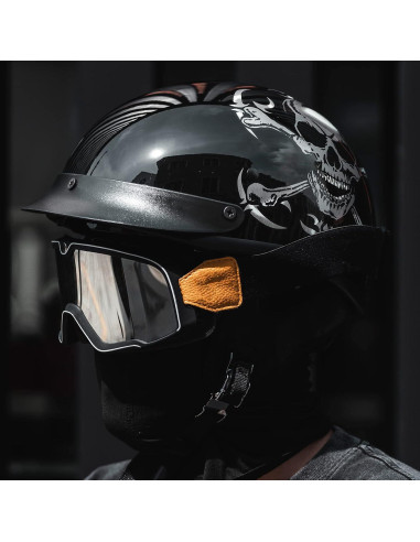 Casco Abierto ILM 210V Calavera Mediano para Motocicleta