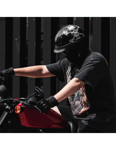 Casco Abierto ILM 210V Calavera Mediano para Motocicleta