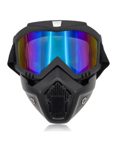 Gafas de Motocicleta Povtii con Máscara Facial Removible