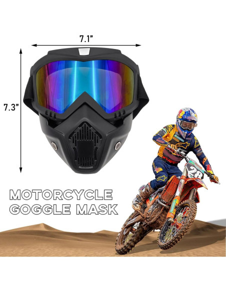 Gafas de Motocicleta Povtii con Máscara Facial Removible