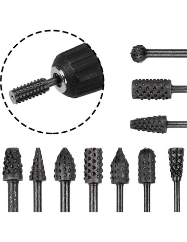 Juego de Fresas Rotativas 10 Pcs Bestgle 3mm Acero al Carbono