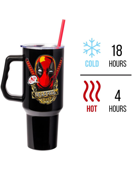 Vaso Acero Inoxidable Silver Buffalo Deadpool 1.18L con Asa
