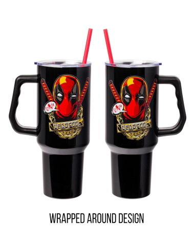 Vaso Acero Inoxidable Silver Buffalo Deadpool 1.18L con Asa