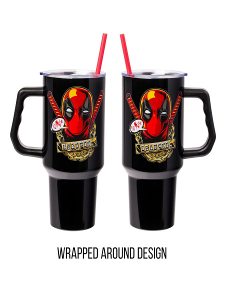 Vaso Acero Inoxidable Silver Buffalo Deadpool 1.18L con Asa